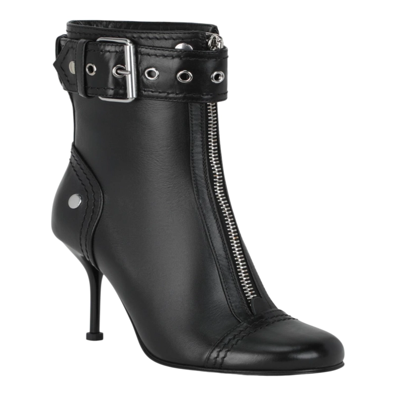 BOTINES CON DETALLE DE HEBILLA DE ALEXANDER MCQUEEN PARA MUJER EN COLOR NEGRO PLATEADO - 2