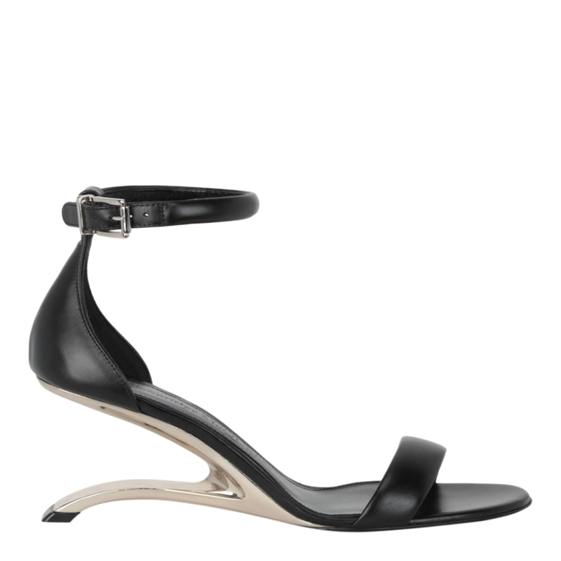 SANDALIAS DE TACON ALTO ALEXANDER MCQUEEN ARC PARA MUJER EN COLOR NEGRO PLATEADO - 1