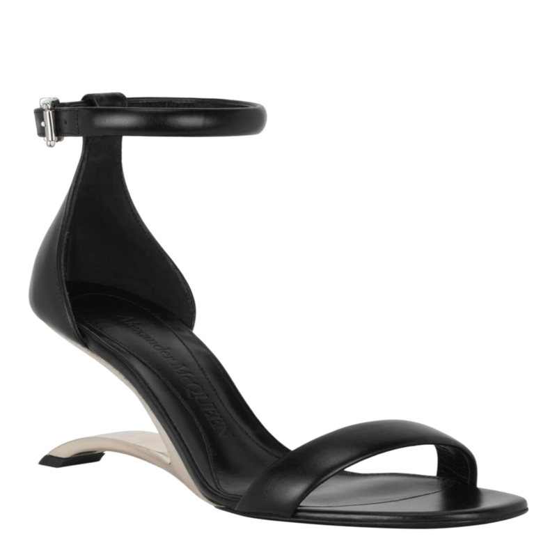 SANDALIAS DE TACON ALTO ALEXANDER MCQUEEN ARC PARA MUJER EN COLOR NEGRO PLATEADO - 2