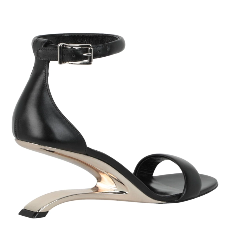 SANDALIAS DE TACON ALTO ALEXANDER MCQUEEN ARC PARA MUJER EN COLOR NEGRO PLATEADO - 3
