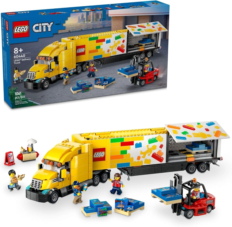 LEGO CAMION DE REPARTO AMARILLO DE LA CIUDAD, JUGUETE DE CONSTRUCCION SEMI CAMION PARA NIÑOS - 1