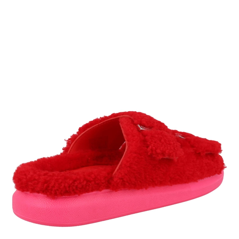 SANDALIAS SHEARLING SLIDE DE ALEXANDER MCQUEEN PARA MUJER EN ROJO Y ROSA - 3