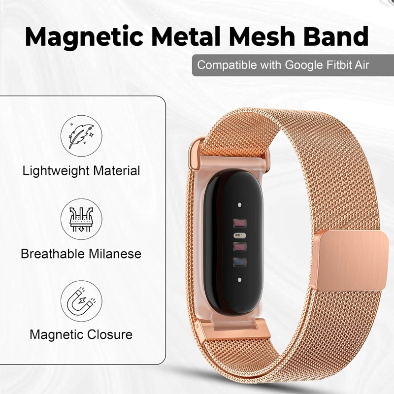 DADO BANDA MAGNE TICA DE MALLA METALICA COMPATIBLE CON GOOGLE FITBIT AIR, CORREA DE REPUESTO - 2