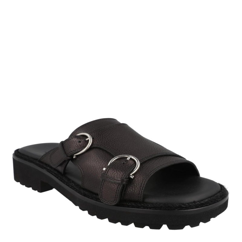 CALZADO FERRAGAMO GIRBY LEATHER SLIDES PARA HOMBRE EN COLOR NEGRO - 2