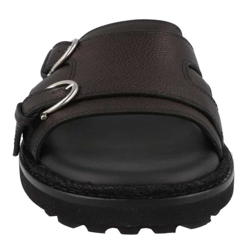 CALZADO FERRAGAMO GIRBY LEATHER SLIDES PARA HOMBRE EN COLOR NEGRO - 4