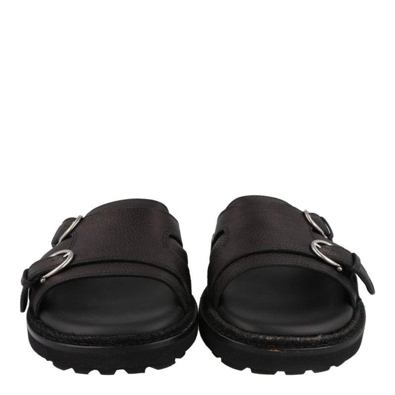 CALZADO FERRAGAMO GIRBY LEATHER SLIDES PARA HOMBRE EN COLOR NEGRO - 5