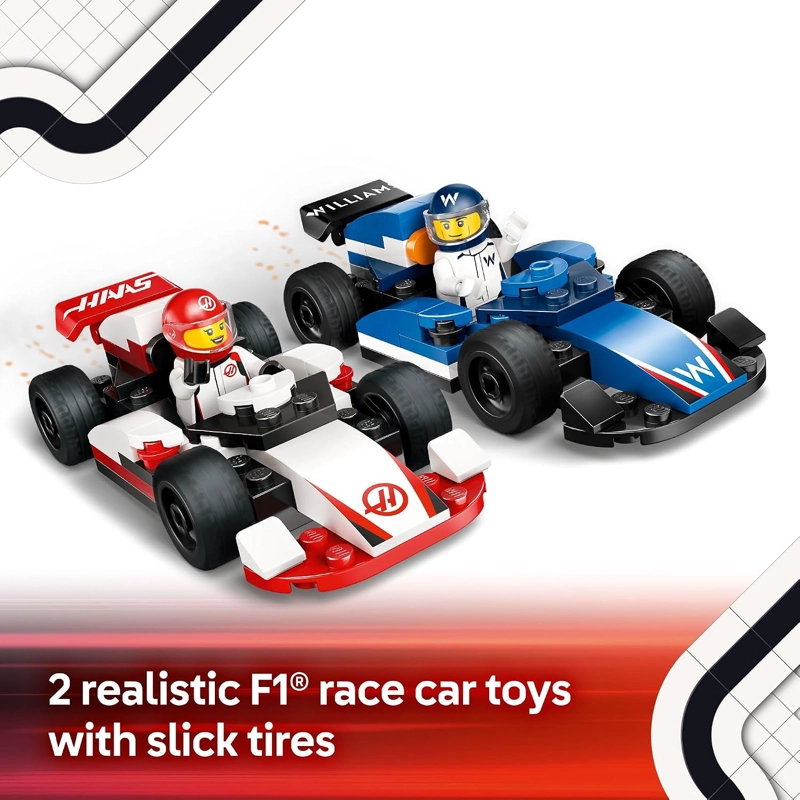 LEGO CITY F1 WILLIAMS RACING & HAAS F1 - JUGUETE DE CONSTRUCCION DE AUTOS PARA NIÑOS, NIÑOS - 5