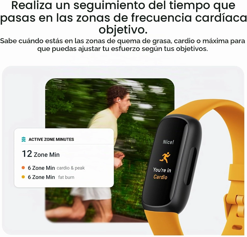 GOOGLE FITBIT INSPIRE 3 - MORNING BRILLO GLOW/BLACK - BANDAS PEQUEÑAS Y GRANDES - 5