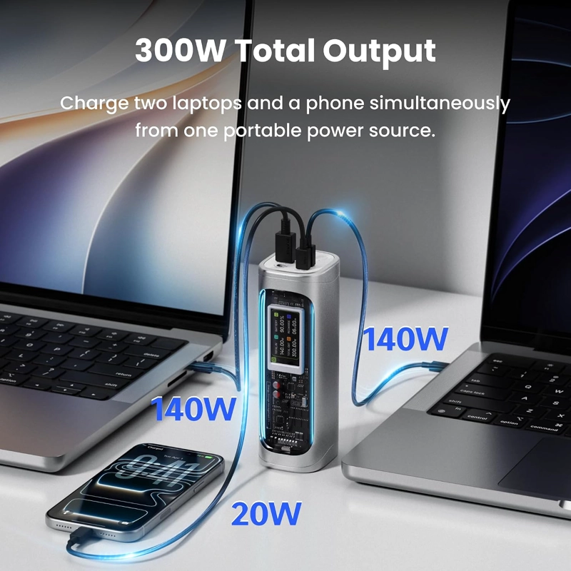 SHARGE EK - BANCO DE ENERGIA DE 300 W, CARGADOR PORTATIL PARA PORTATIL DE 24000 MAH CON SALIDA - 2