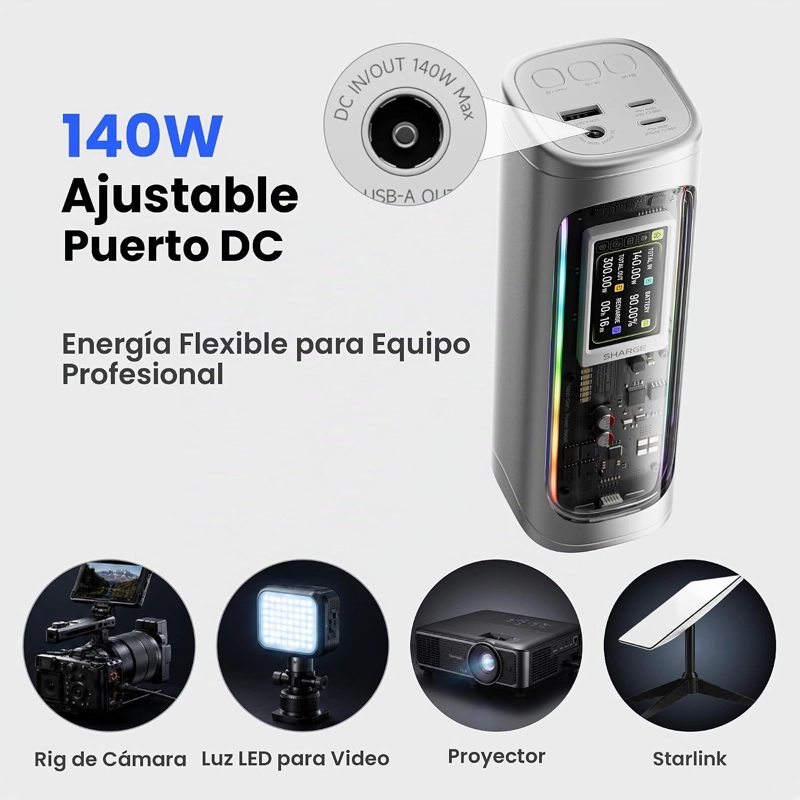 SHARGE EK - BANCO DE ENERGIA DE 300 W, CARGADOR PORTATIL PARA PORTATIL DE 24000 MAH CON SALIDA - 5
