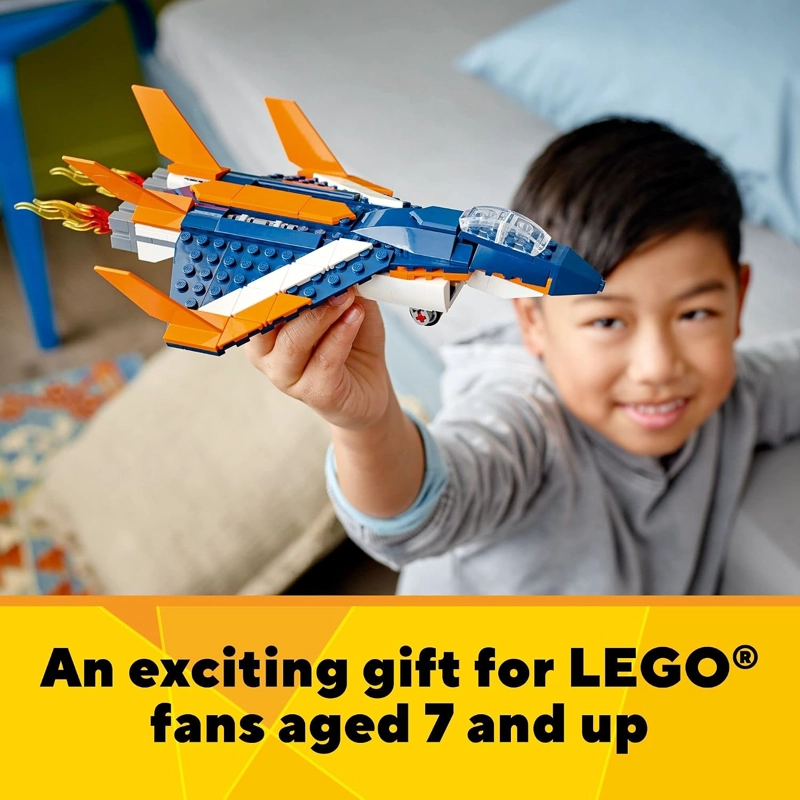 LEGO CREATOR 3 EN 1 - JUEGO DE JUGUETE DE AVION SUPERSONICO, A HELICOPTERO A LANCHA DE VELOCIDAD, - 6