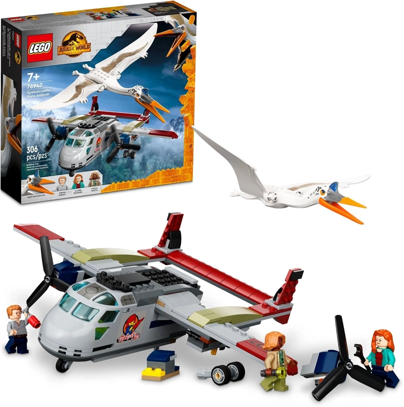 LEGO JURASSIC WORLD QUETZALCOATLUS - JUEGO DE EMBOSCADA DE AVION 76947, CON FIGURA DE JUGUETE - 1