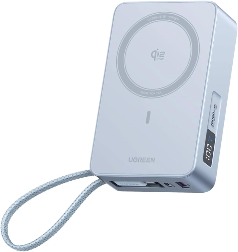 UGREEN QI2 - BANCO DE ENERGIA INALAMBRICO DE 25 W, CABLE INTEGRADO, MAGSAFE - 1