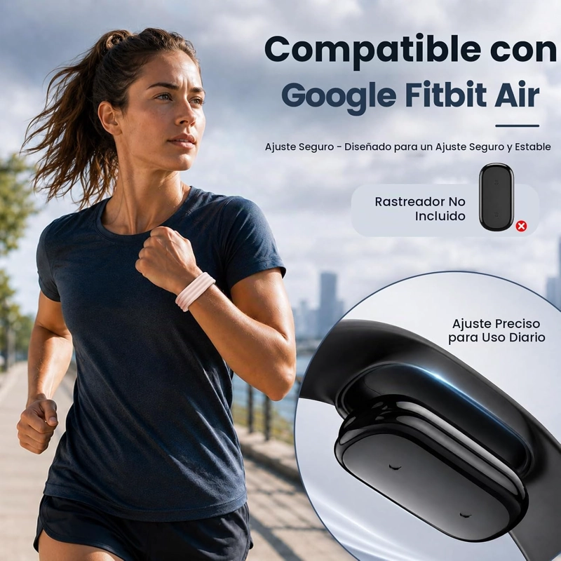 PAQUETE DE 2 CORREAS DE SILICONA DEPORTIVAS COMPATIBLES CON GOOGLE FITBIT AIR, CORREAS DE REPUESTO - 2
