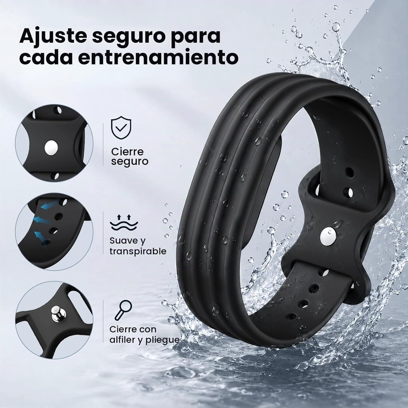 PAQUETE DE 2 CORREAS DE SILICONA DEPORTIVAS COMPATIBLES CON GOOGLE FITBIT AIR, CORREAS DE REPUESTO - 3
