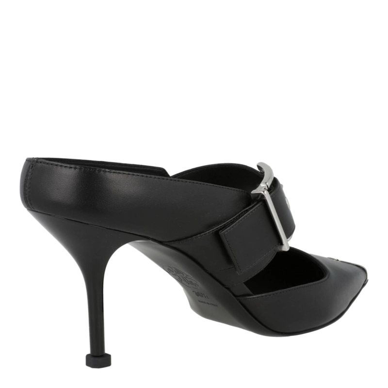 CALZADO TIPO MULES DE PIEL CON HEBILLA ALEXANDER MCQUEEN PARA MUJER EN COLOR NEGRO PLATEADO - 3