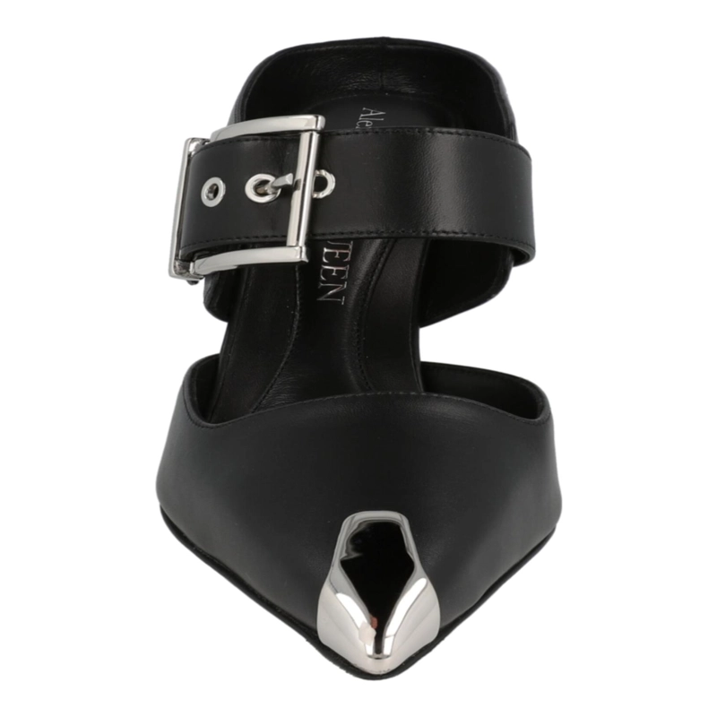 CALZADO TIPO MULES DE PIEL CON HEBILLA ALEXANDER MCQUEEN PARA MUJER EN COLOR NEGRO PLATEADO - 4