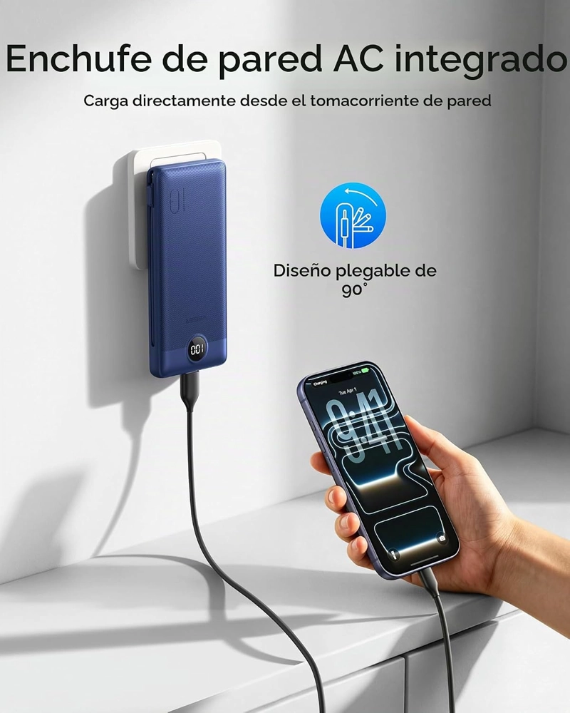 VEGER CARGADOR PORTATIL CON ENCHUFE AC INCORPORADO Y CABLES, TODO EN UNO, BANCO DE ENERGIA - 2