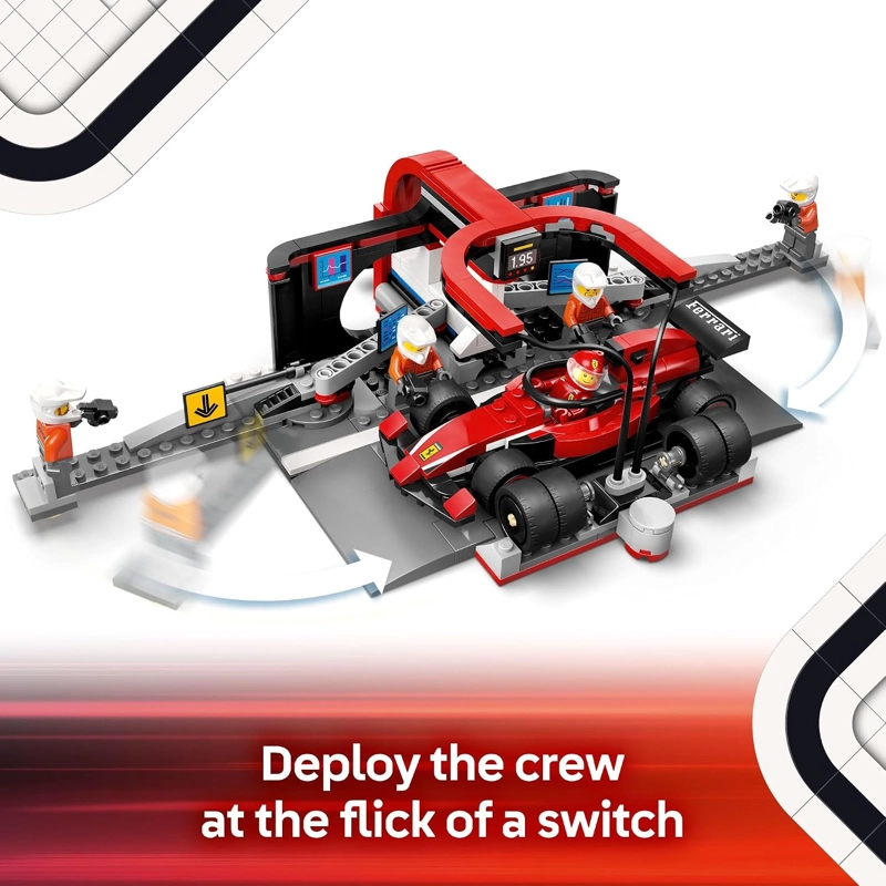 LEGO CITY F1 PIT STOP & PIT CREW CON JUGUETE DE COCHE FERRARI MODELO DE COCHE DE CARRERAS - 3