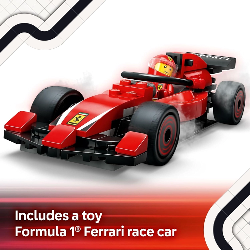 LEGO CITY F1 PIT STOP & PIT CREW CON JUGUETE DE COCHE FERRARI MODELO DE COCHE DE CARRERAS - 5