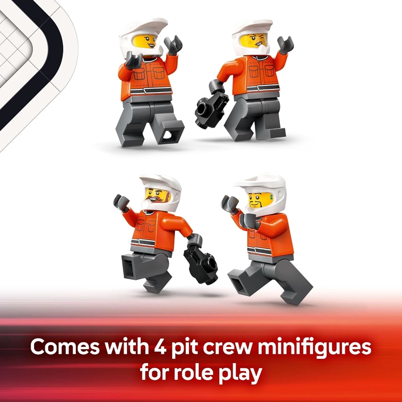 LEGO CITY F1 PIT STOP & PIT CREW CON JUGUETE DE COCHE FERRARI MODELO DE COCHE DE CARRERAS - 6