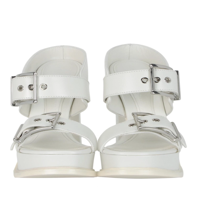 SANDALIAS DE PIEL PARA MUJER MODELO BOXCAR DE ALEXANDER MCQUEEN COLOR MARFIL - 5
