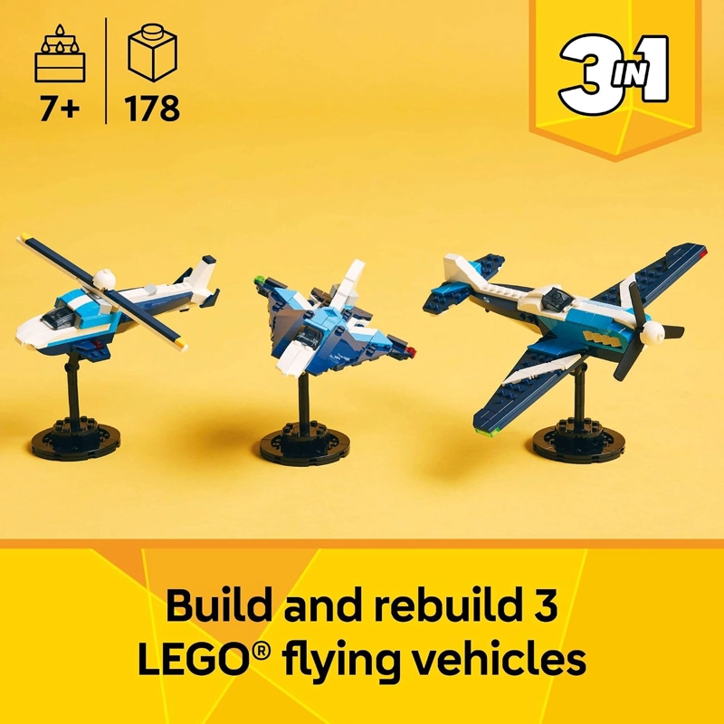 LEGO CREATOR 3 EN 1 AVION DE CARRERA DE AVIONES JUGUETE - JUGUETE DE CONSTRUCCION CON 3 OPCIONES - 2