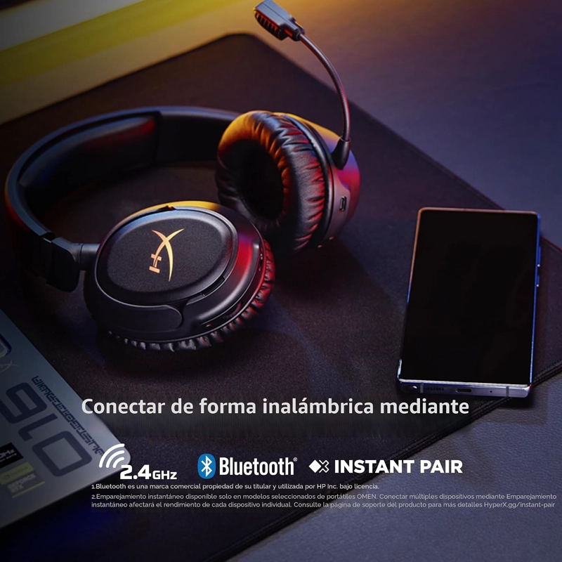 HYPERX CLOUD FLIGHT 2 INALAMBRICO PARA JUEGOS GAMER HEADSET, CUSTOMIZABLE RGB LIGHTING - 3