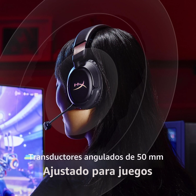 HYPERX CLOUD FLIGHT 2 INALAMBRICO PARA JUEGOS GAMER HEADSET, CUSTOMIZABLE RGB LIGHTING - 4