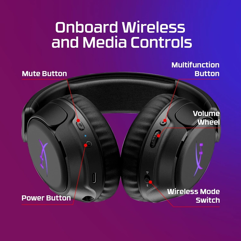 HYPERX CLOUD FLIGHT 2 INALAMBRICO PARA JUEGOS GAMER HEADSET, CUSTOMIZABLE RGB LIGHTING - 6