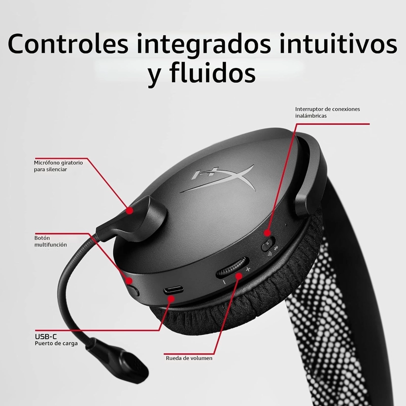 HYPERX CLOUD JET - AURICULARES INALAMBRICOS DUALES PARA JUEGOS, DONGLE DE 2.4 GHZ, BLUETOOTH 5.3, - 2
