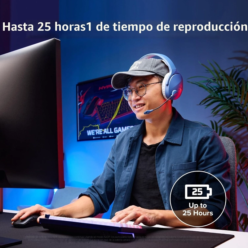 HYPERX CLOUD JET - AURICULARES INALAMBRICOS DUALES PARA JUEGOS, DONGLE DE 2.4 GHZ, BLUETOOTH 5.3, - 5