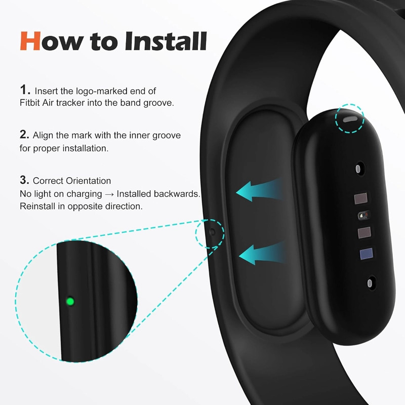 CORREA DE SILICONA DEPORTIVA COMPATIBLE CON GOOGLE FITBIT AIR CORREA DE REPUESTO SUAVE, - 4
