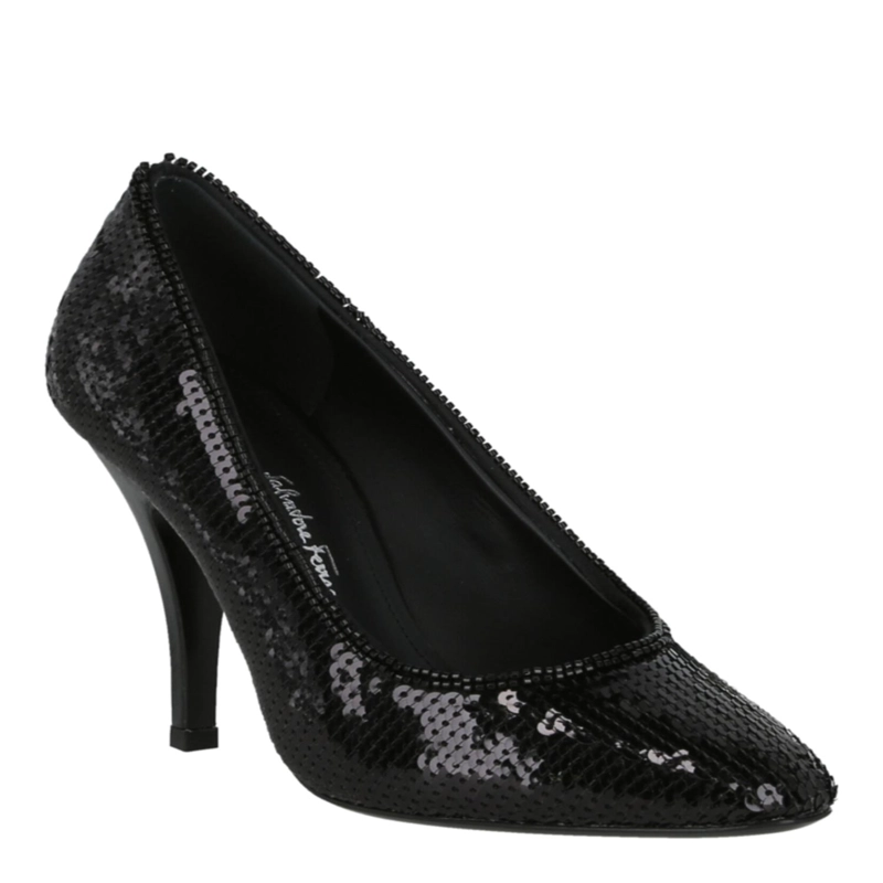 ZAPATOS DE TACON FERRAGAMO JUDY X5 CON LENTEJUELAS PARA MUJER EN COLOR NEGRO - 2