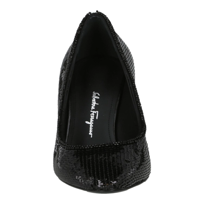 ZAPATOS DE TACON FERRAGAMO JUDY X5 CON LENTEJUELAS PARA MUJER EN COLOR NEGRO - 4
