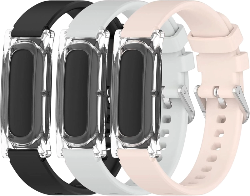 SILICONE BAND PARA GOOGLE FITBIT AIR, 3 PACK PAQUETE, BLACK/GRAY/PINK - 1