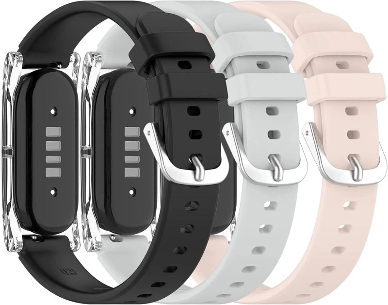 SILICONE BAND PARA GOOGLE FITBIT AIR, 3 PACK PAQUETE, BLACK/GRAY/PINK - 2