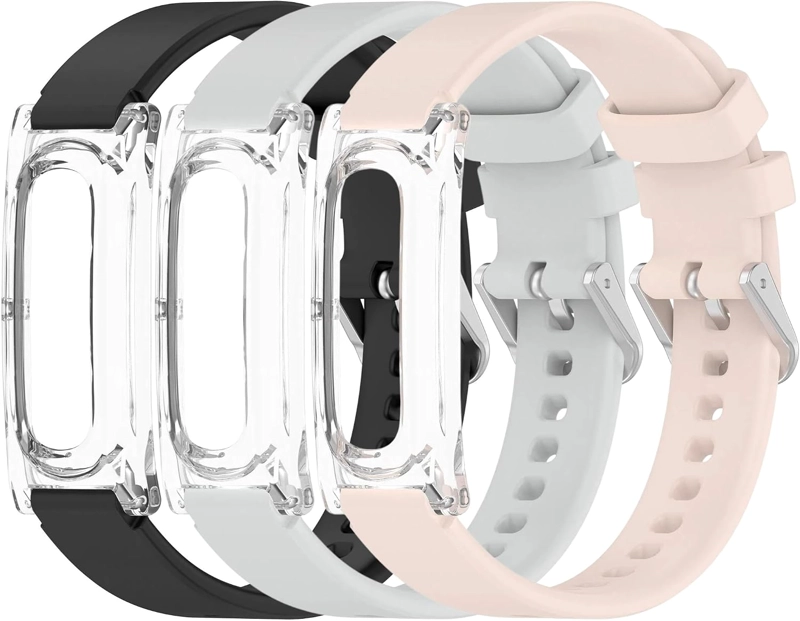SILICONE BAND PARA GOOGLE FITBIT AIR, 3 PACK PAQUETE, BLACK/GRAY/PINK - 3