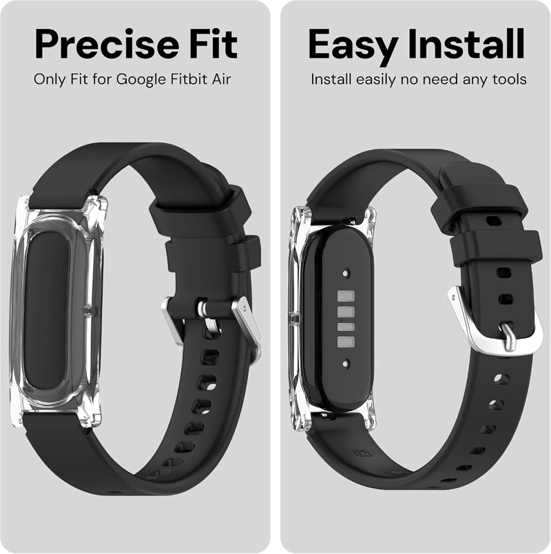 SILICONE BAND PARA GOOGLE FITBIT AIR, 3 PACK PAQUETE, BLACK/GRAY/PINK - 6