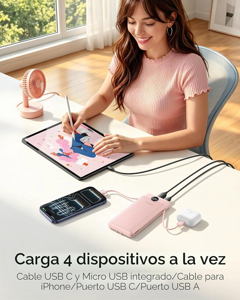 VEGER CARGADOR PORTATIL CON ENCHUFE AC Y CABLES INCORPORADOS, TODO EN UNO, BANCO DE ENERGIA - 3