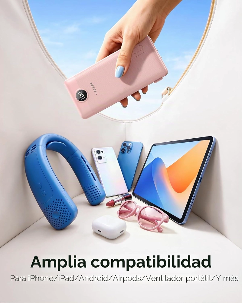 VEGER CARGADOR PORTATIL CON ENCHUFE AC Y CABLES INCORPORADOS, TODO EN UNO, BANCO DE ENERGIA - 4