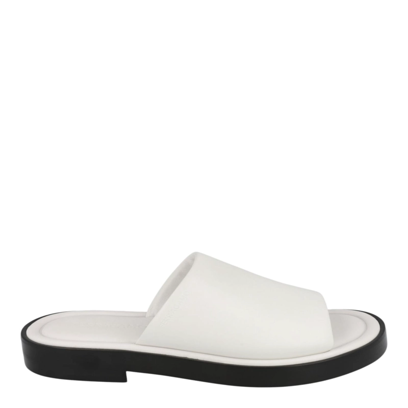 CALZADO FERRAGAMO GIUNONE LEATHER SLIDES PARA HOMBRE EN COLOR BLANCO - 1