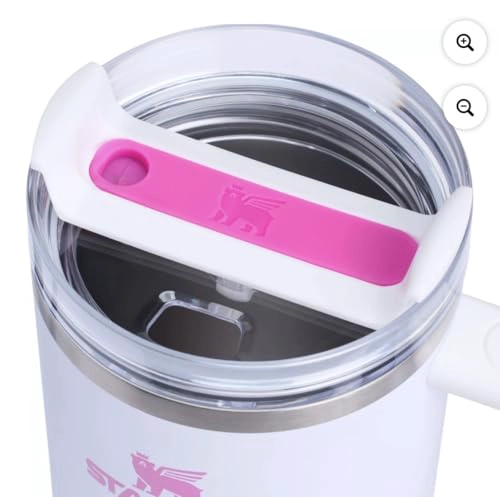 STANLEY QUENCHER VASO H2O DE 30 ONZAS 088 L CRYSTAL CRUSH BLANCO TEXTURIZADO CON ROSA - 2