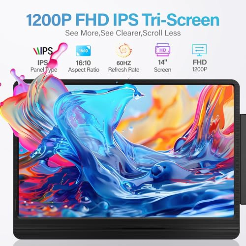 EXTENSOR DE PANTALLA PARA LAPTOP MONITOR PORTATIL TRIPLE FHD 1200P DE 14 PULGADAS PARA LAPTOP - 3
