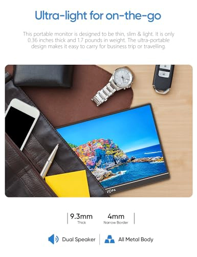 ARZOPA MONITOR PORTATIL PARA JUEGOS DE 161 PULGADAS Y 144 HZ 106X25 SRGB 1080P FHD KICKSTAND - 5