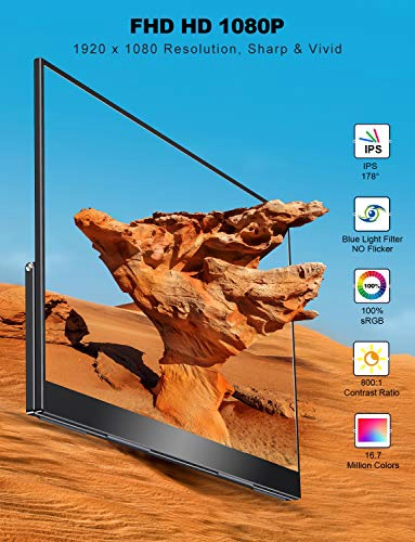 UPERFECT MONITOR PORTATIL DE 185 PULGADAS 120HZ 125X25 SRGB 1080P CON VESA Y SOPORTE MONITOR - 2