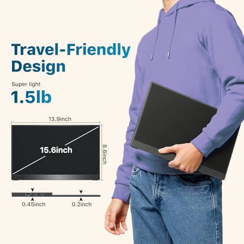 KKSMART MONITOR PORTATIL DE 156 PULGADAS 1080P FHD 88X25 SRGB 60HZ MONITOR DE VIAJE PARA LAPTOP - 5