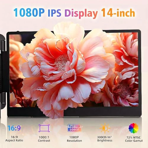 EXTENSOR DE PANTALLA PARA LAPTOP MONITOR DE COMPUTADORA PORTATIL FHD 1080P IPS DE 14 PULGADAS - 2