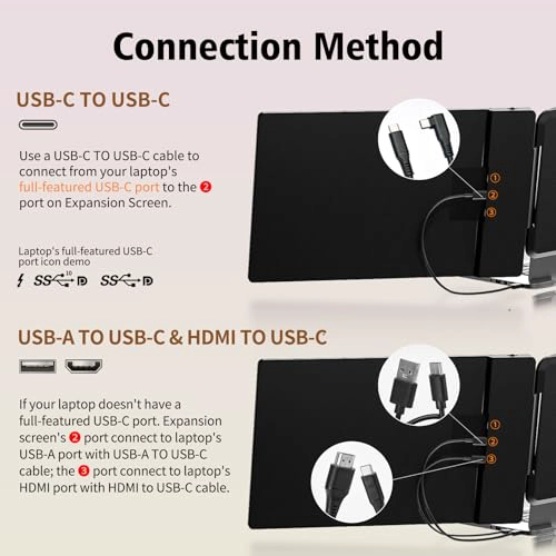 EXTENSOR DE PANTALLA PARA LAPTOP MONITOR DE COMPUTADORA PORTATIL FHD 1080P IPS DE 14 PULGADAS - 3