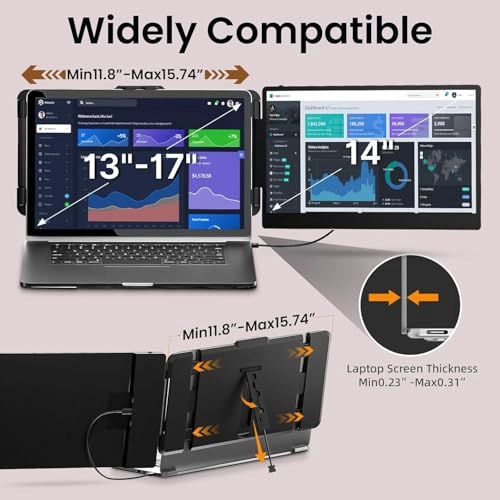 EXTENSOR DE PANTALLA PARA LAPTOP MONITOR DE COMPUTADORA PORTATIL FHD 1080P IPS DE 14 PULGADAS - 4
